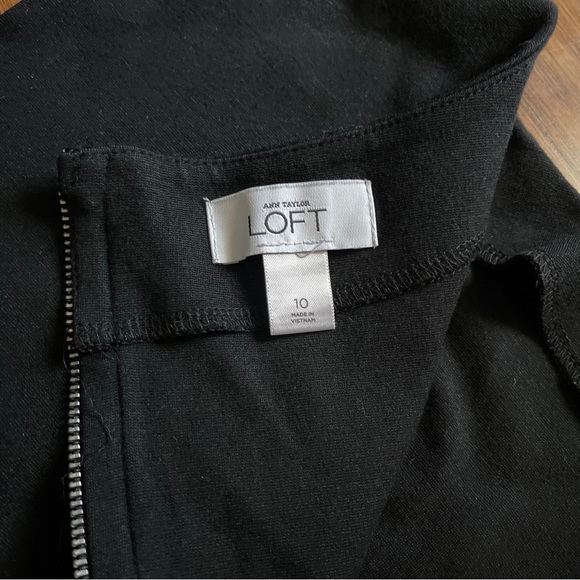 Ann Taylor Loft Black Dress Size 10 Zipper Back Cap Sleeve Knee Length CUTE EUC - Picture 10 of 12